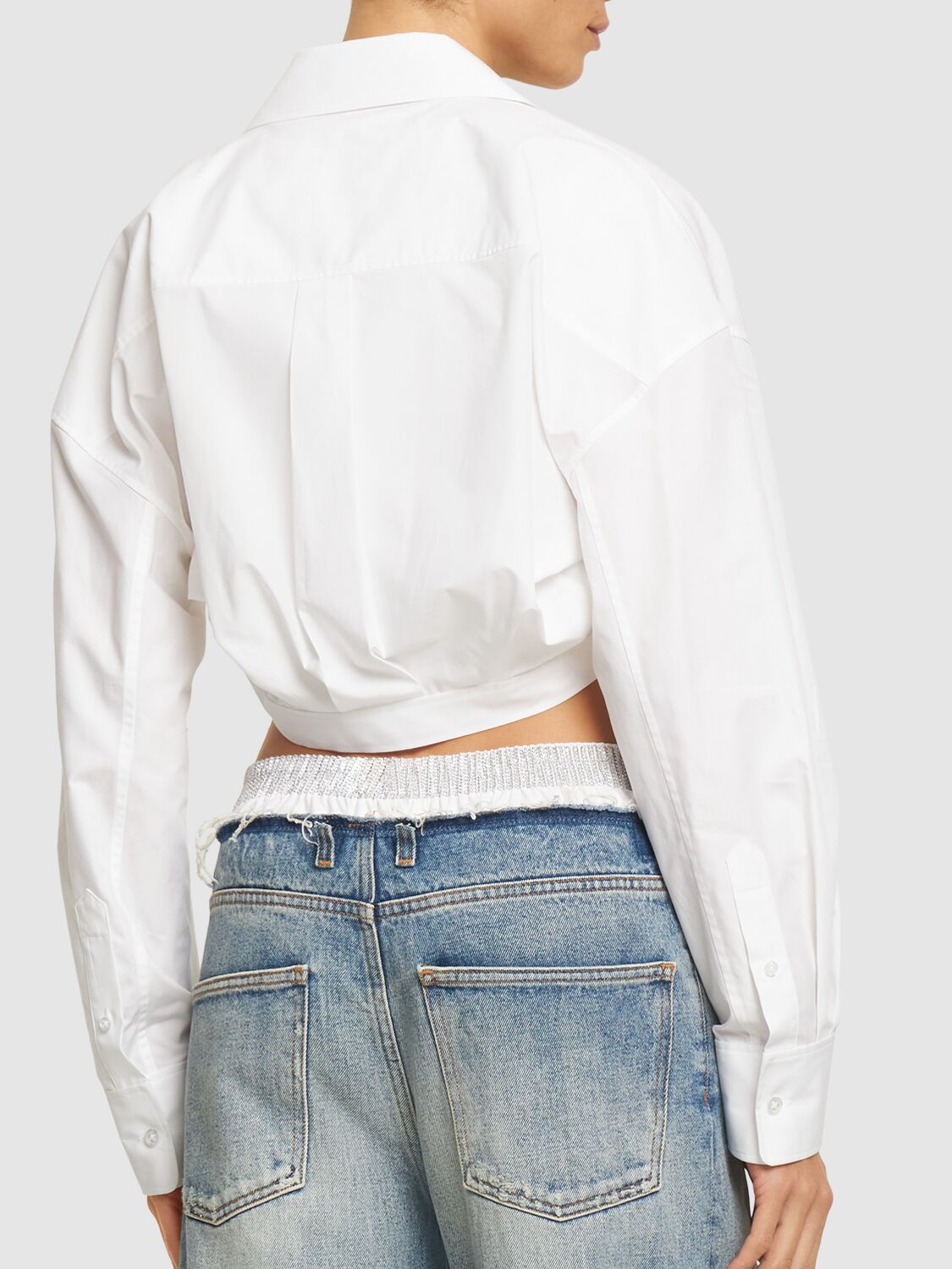 Shop Alexander Wang Double Layered Cotton Crop Shirt In White