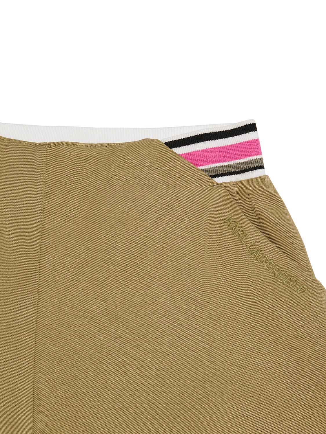 Shop Karl Lagerfeld Cotton Gabardine Bermuda Shorts In Khaki