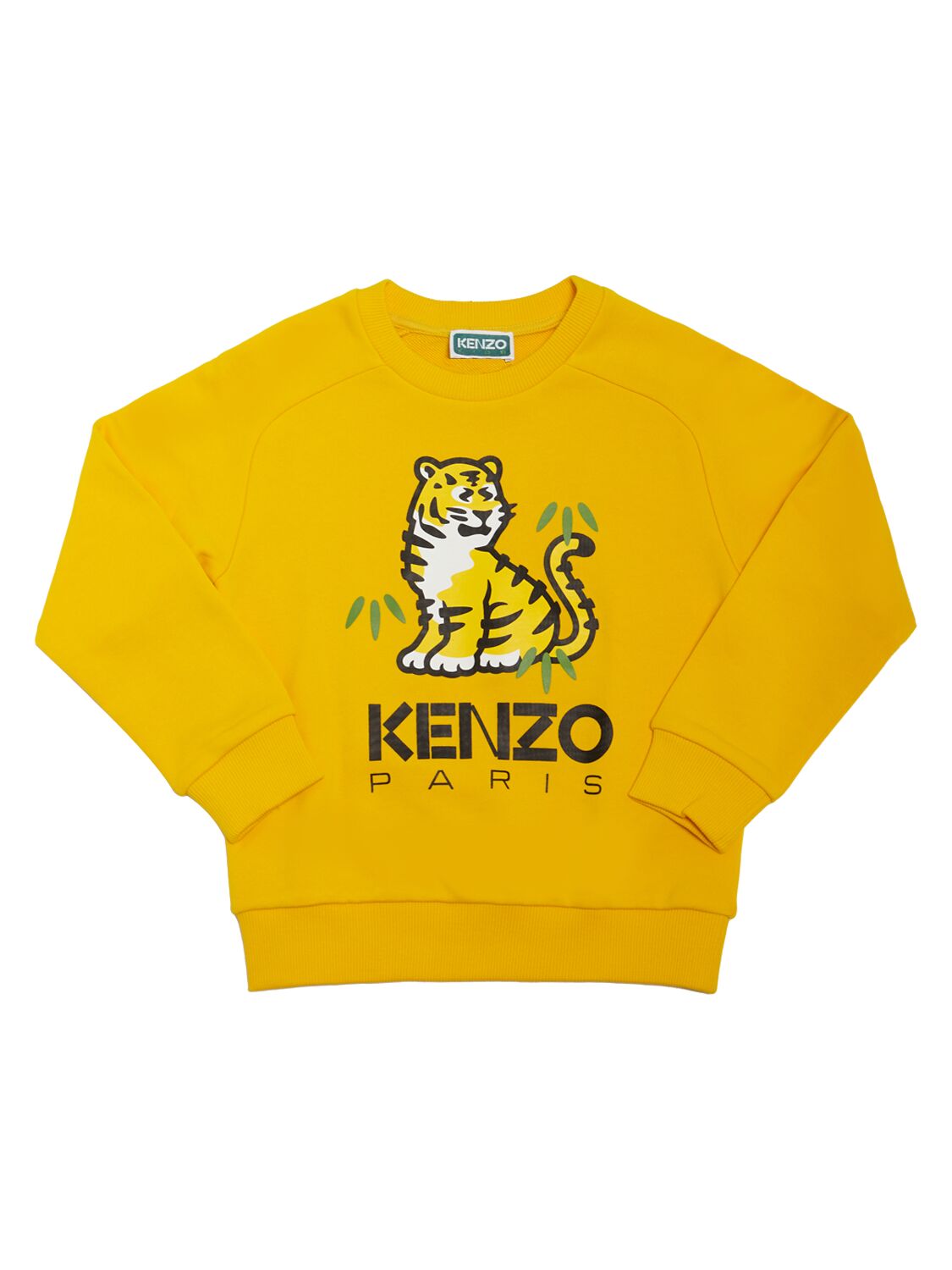 Kenzo Kids' Cotton Crewneck Sweatshirt In Yellow