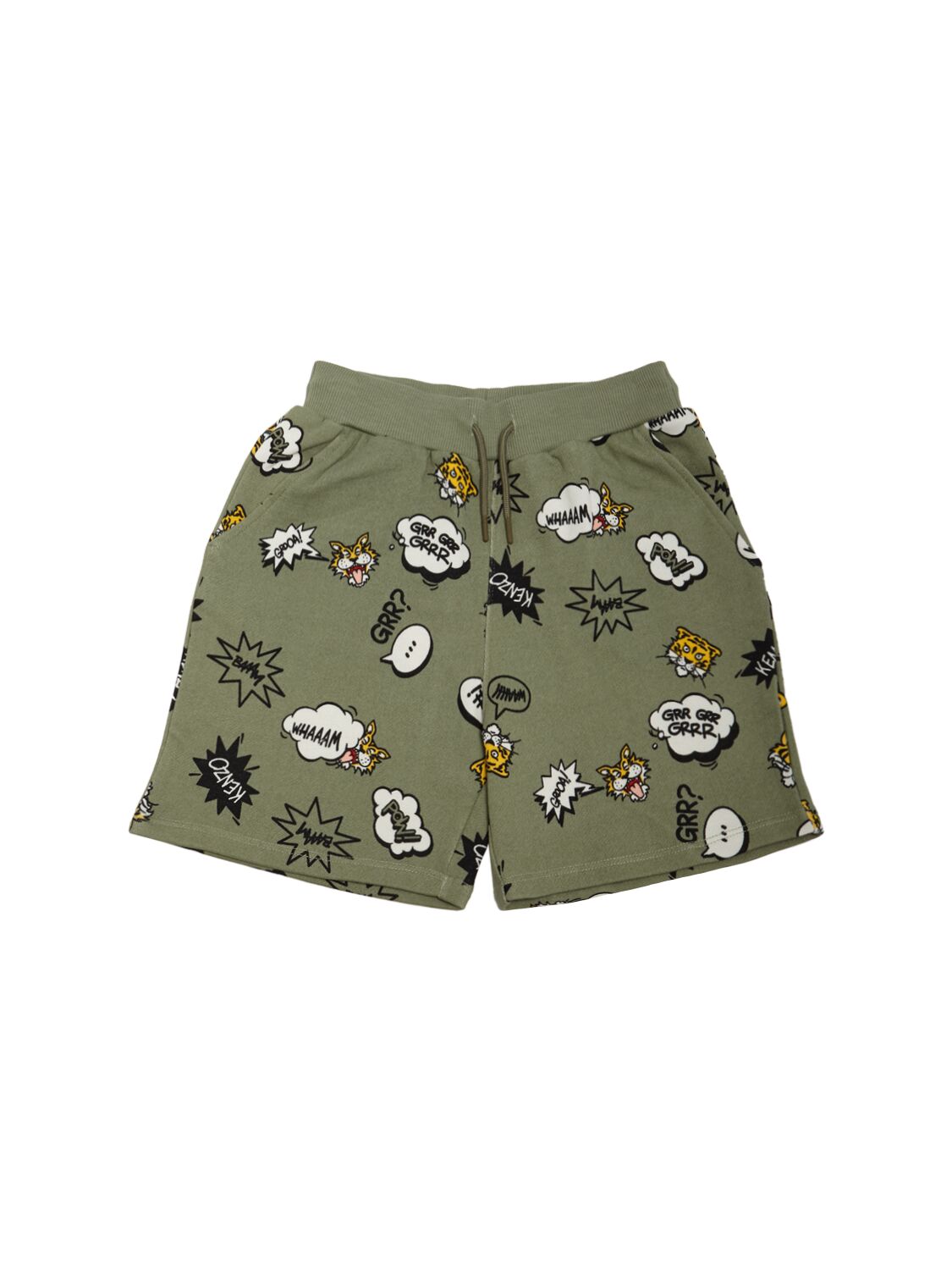 Kenzo Kids' Cotton Sweat Shorts In Khaki