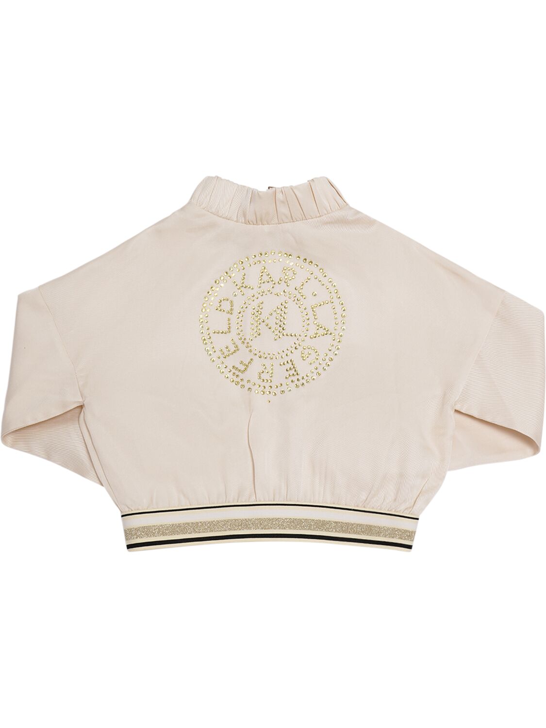 Shop Karl Lagerfeld Embellished Cotton Varsity Jacket In Beige