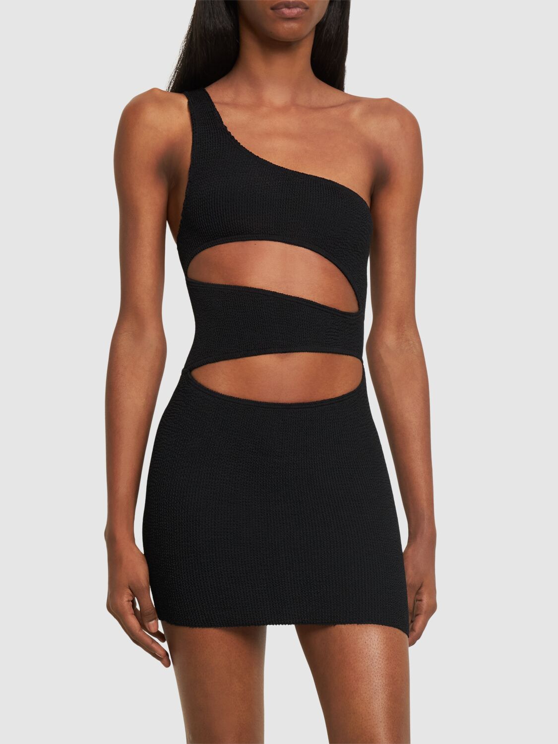 Shop Bond Eye Rico Asymmetric Cutout Mini Dress In Black