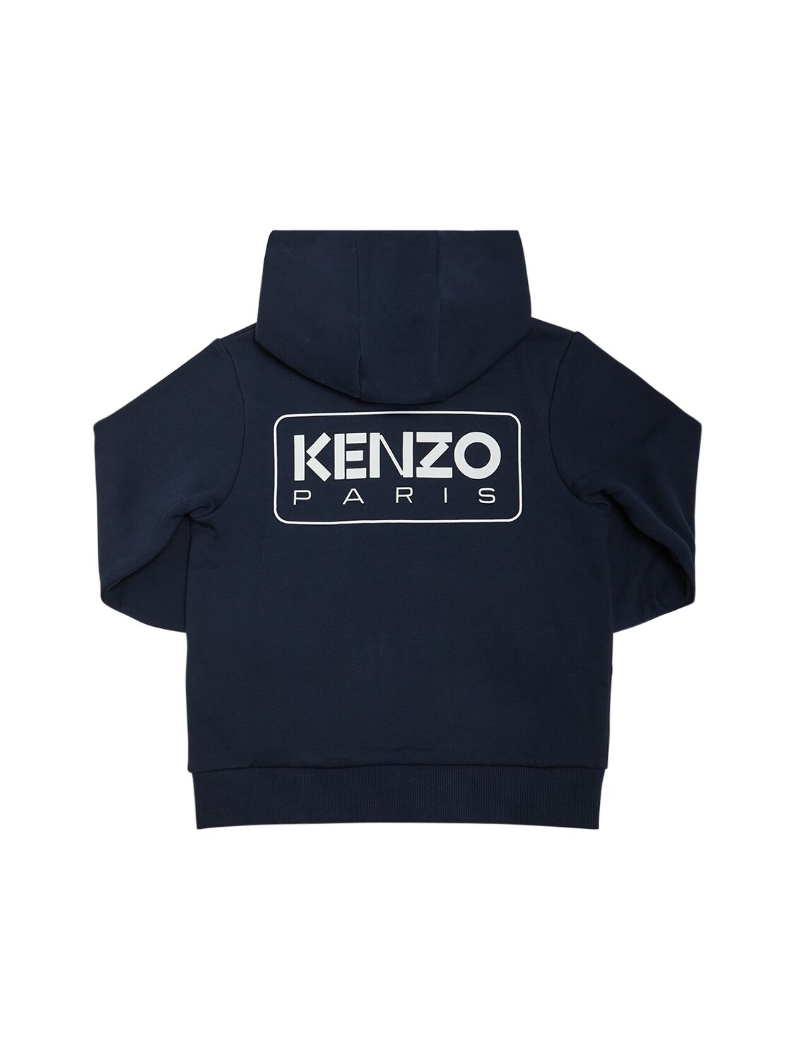 Shop Kenzo Cotton Fleece Hoodie In Navy