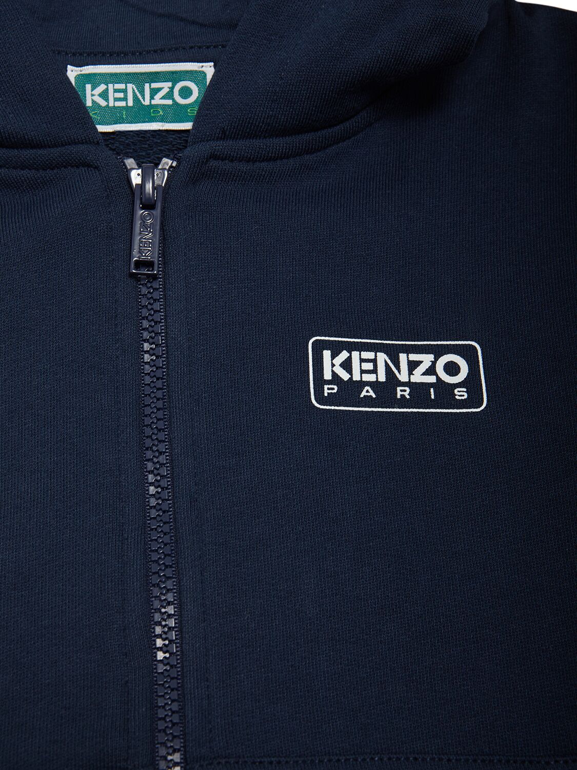 Shop Kenzo Cotton Fleece Hoodie In Navy