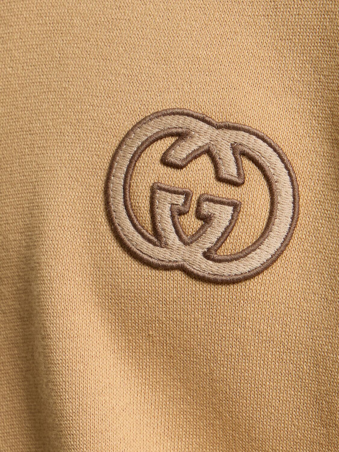 Shop Gucci Heavy Felted Cotton Jersey Hoodie In Camel