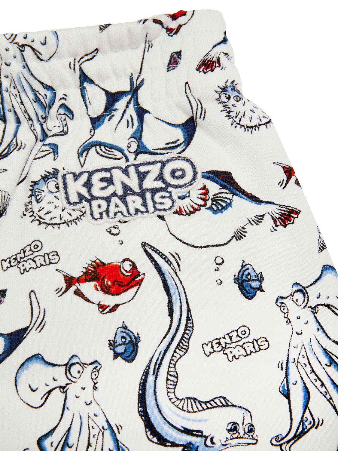 Shop Kenzo Cotton Sweat Shorts In Off-white