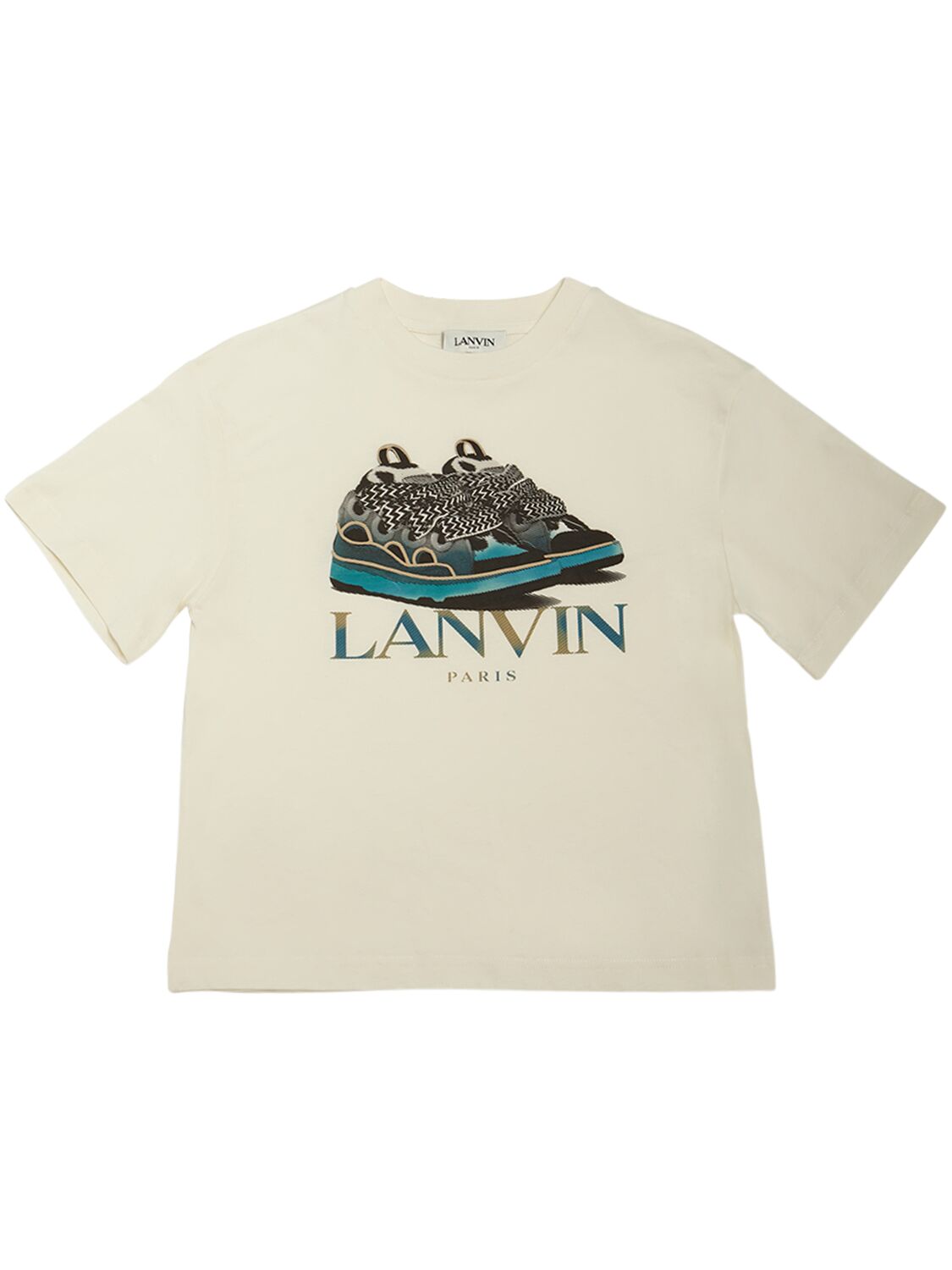 Lanvin Kids' Printed Cotton Jersey T-shirt In Off White
