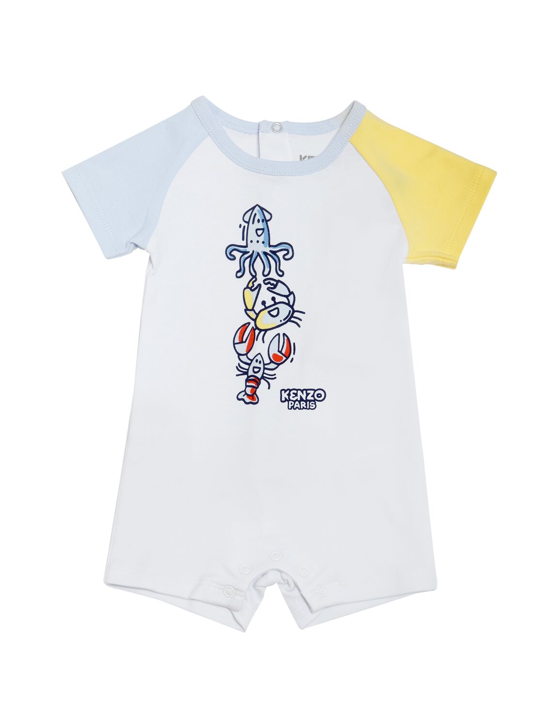 Kenzo Babies' Cotton Interlock Romper In White,blue