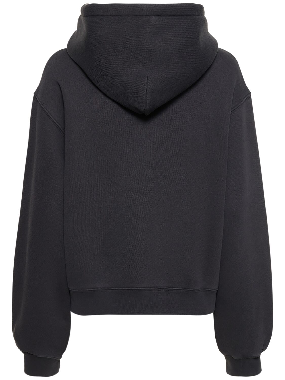 Shop Alexander Wang Essential Terry Cotton Hoodie W/ Logo In Dark Grey