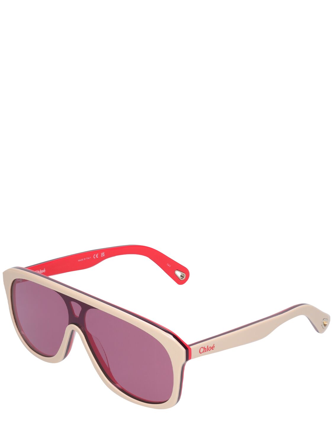 Shop Chloé Mountaineering After Ski Sunglasses In White,bordeaux