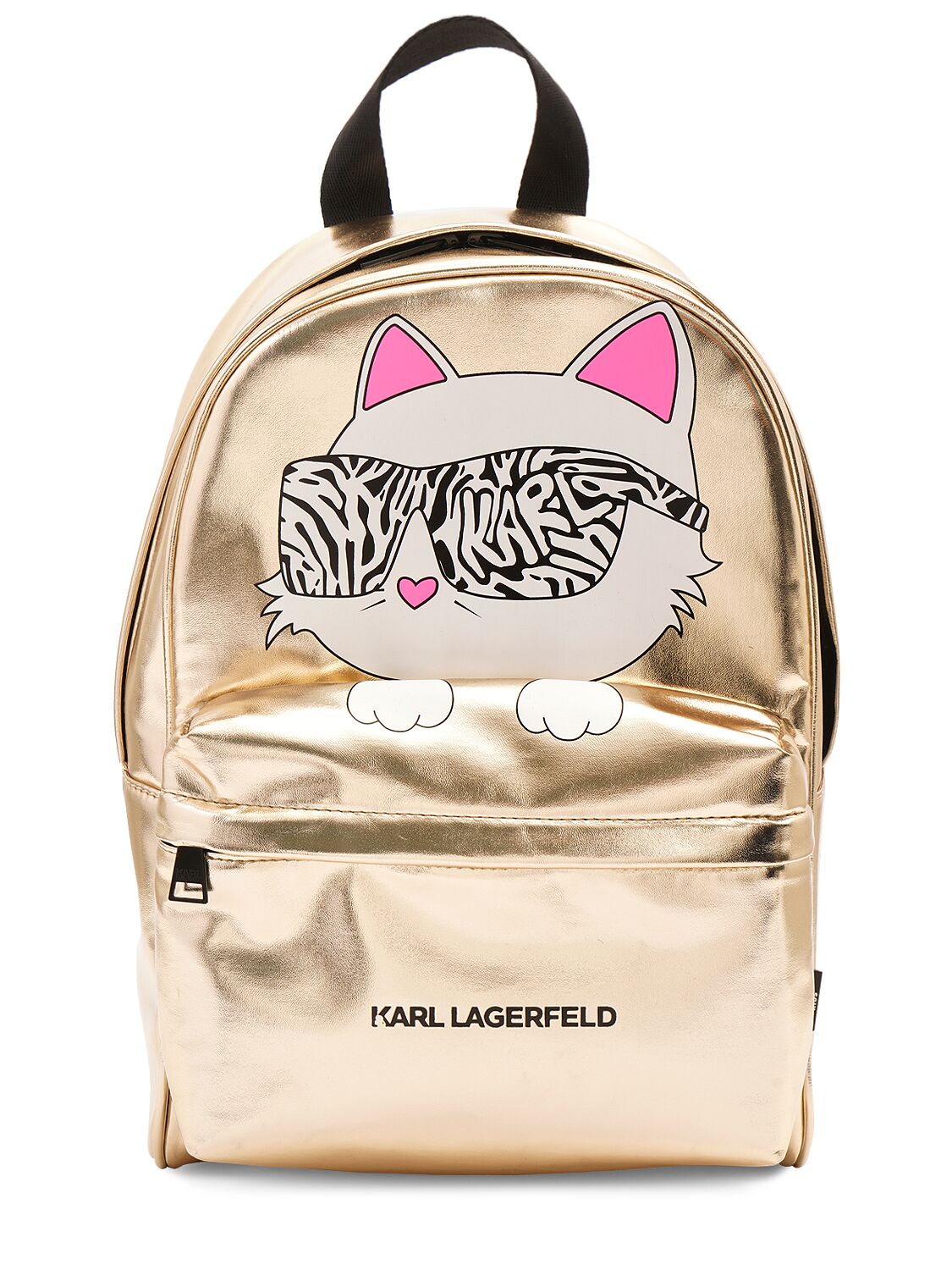 Karl Lagerfeld Kids' Printed Nylon Backpack In Gold