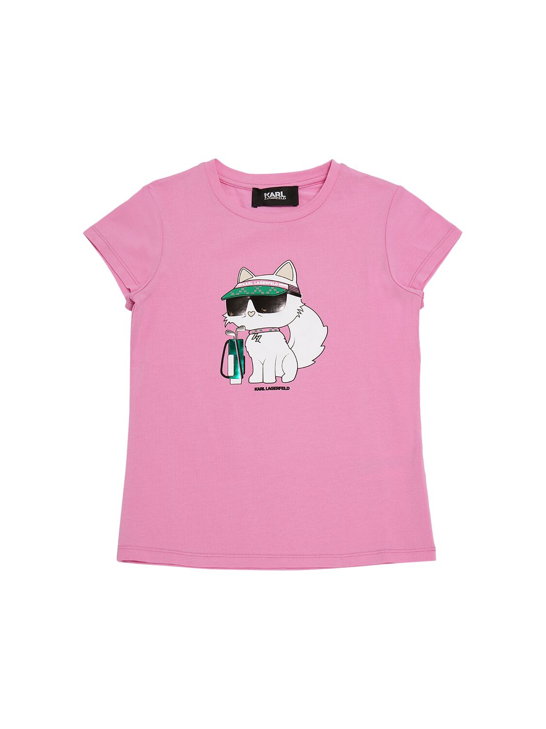 Shop Karl Lagerfeld Printed Cotton Jersey T-shirt In Pink