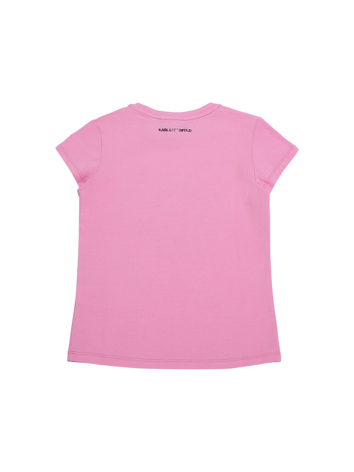 Shop Karl Lagerfeld Printed Cotton Jersey T-shirt In Pink