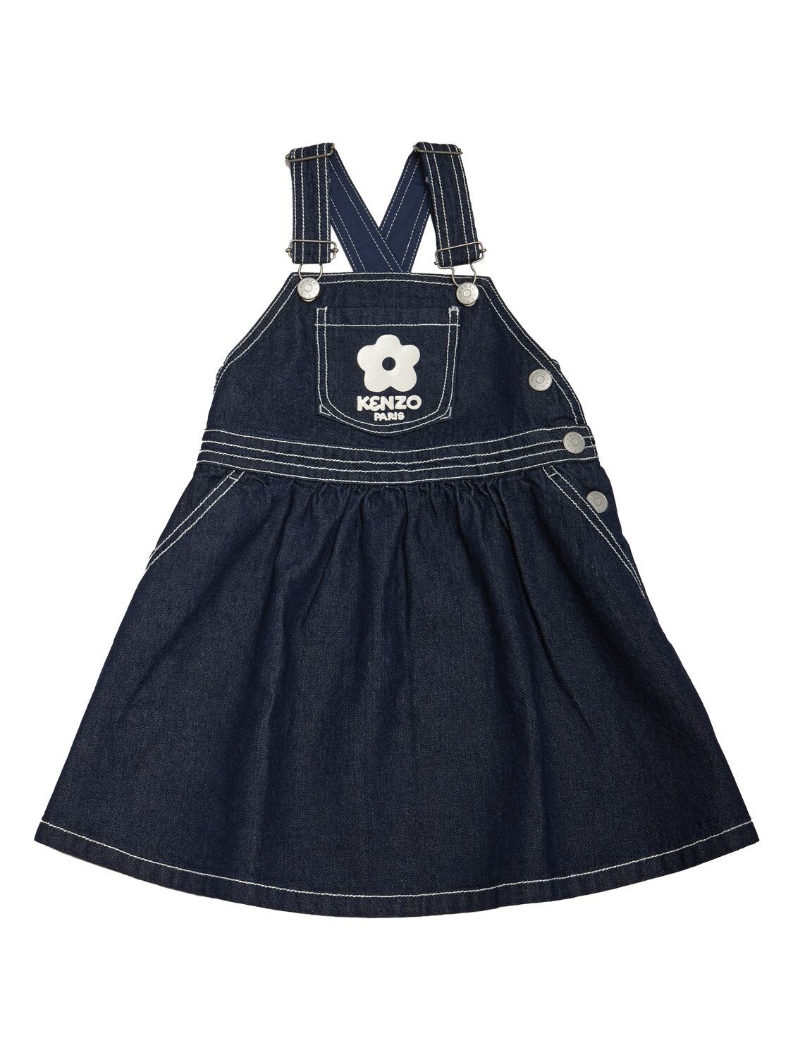 Kenzo Kids' Cotton Denim Dress In Blue