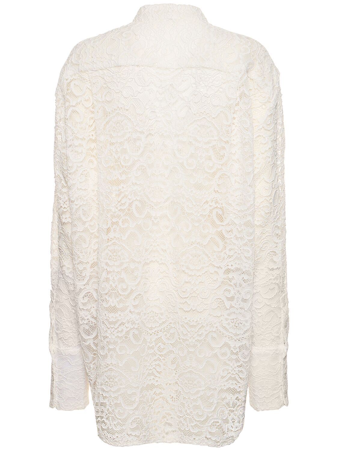 Shop Interior The Gertrude Cotton Blend Lace Shirt In Ivory