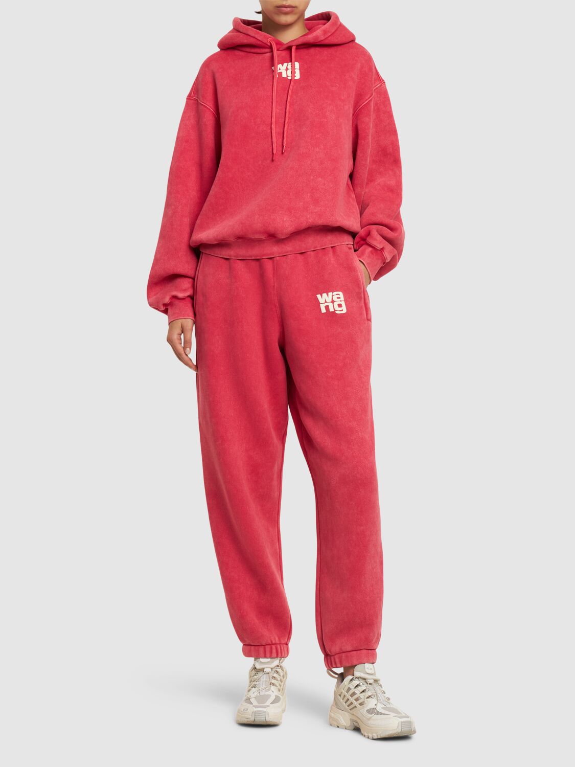 Shop Alexander Wang Essential Cotton Terry Sweatpants In Red
