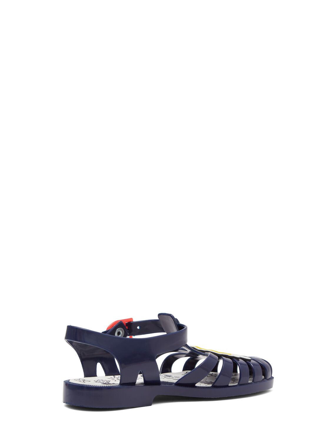 Shop Kenzo Logo Patch Jelly Sandals In Navy