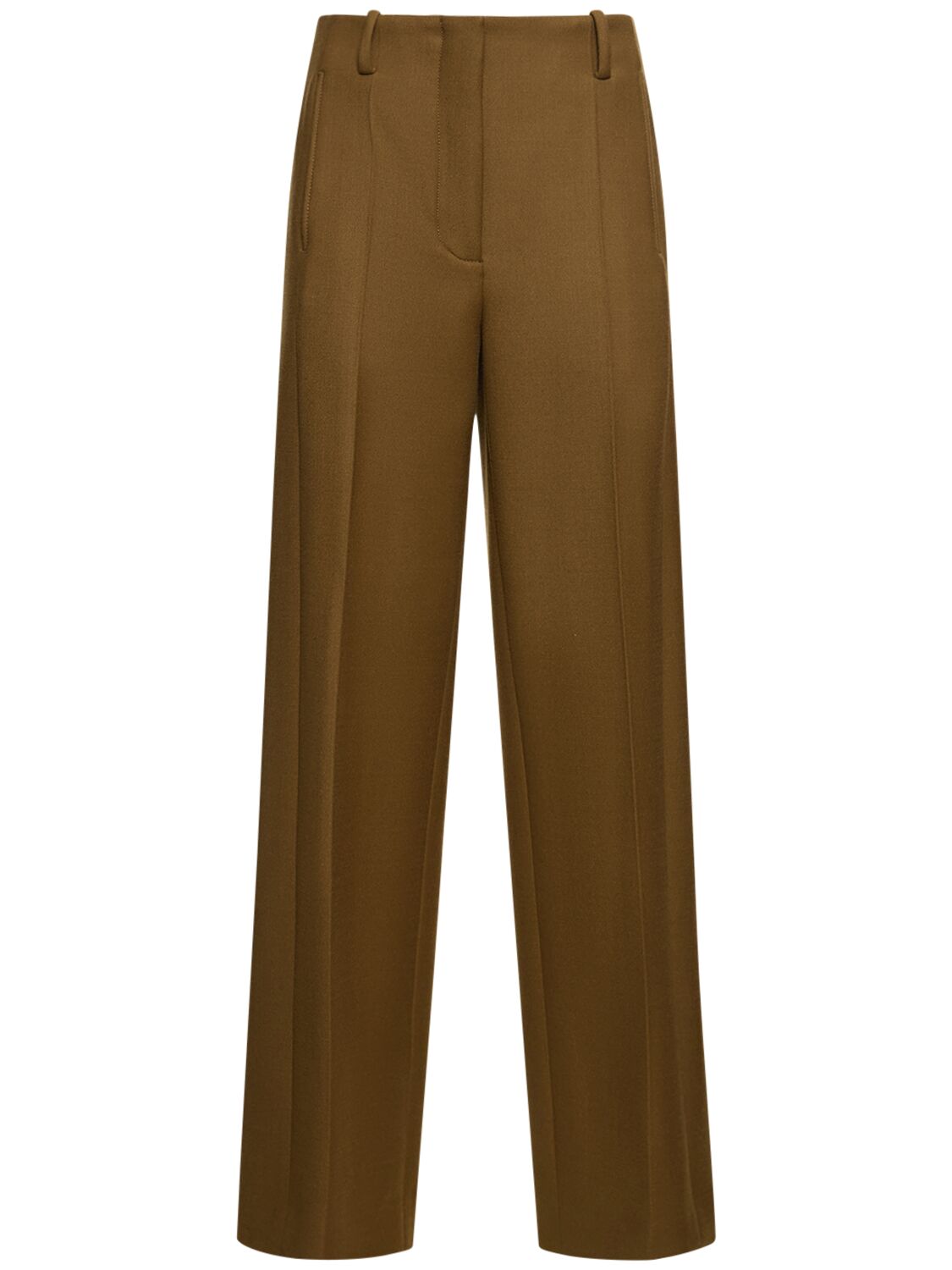 Tory Burch Stretch Wool Straight Pants In Green