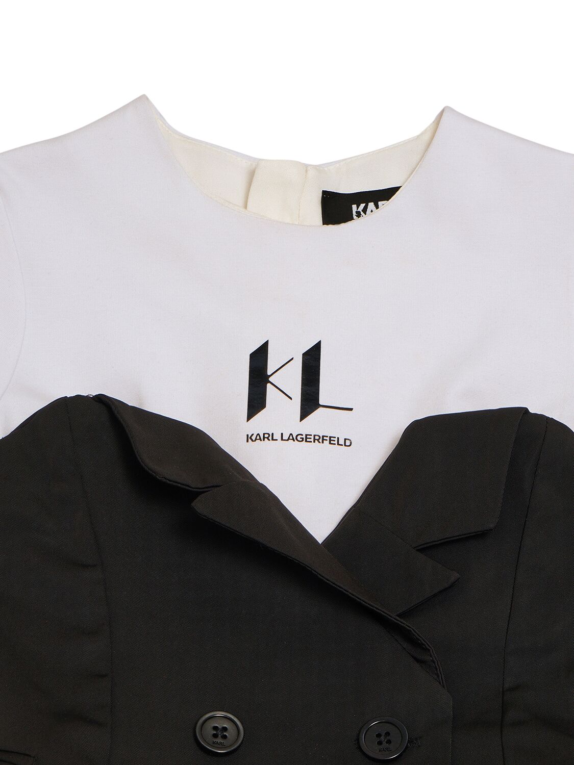 Shop Karl Lagerfeld Viscose & Organza Party Dress In Black