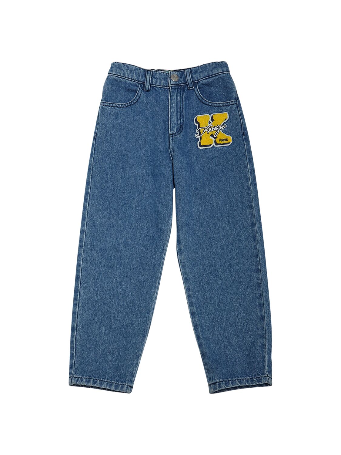 Kenzo Kids' Cotton Denim Pants In Blue