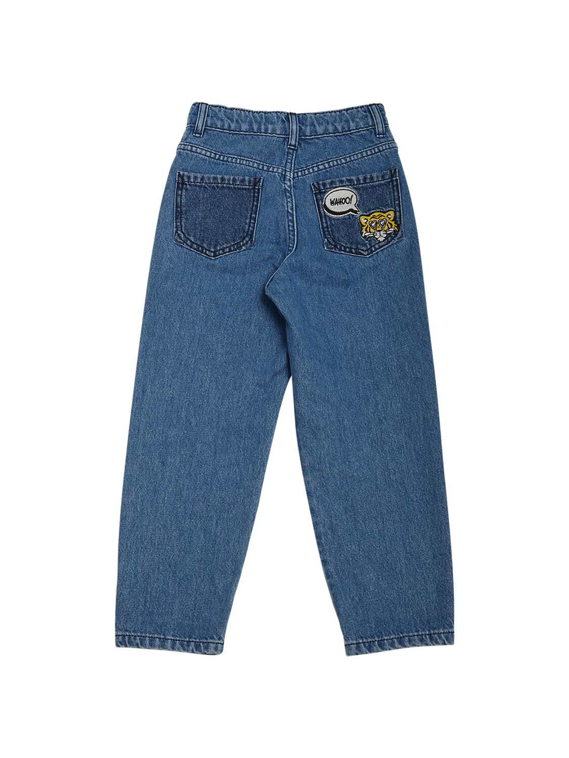 Shop Kenzo Cotton Denim Pants In Blue