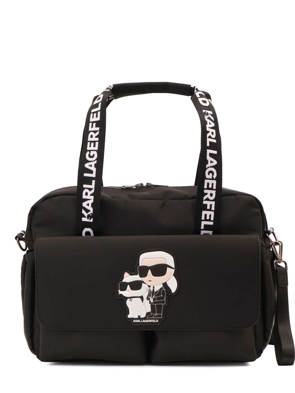 Karl Lagerfeld Kids' Nylon Changing Bag, Mat & Bottle Holder In Black