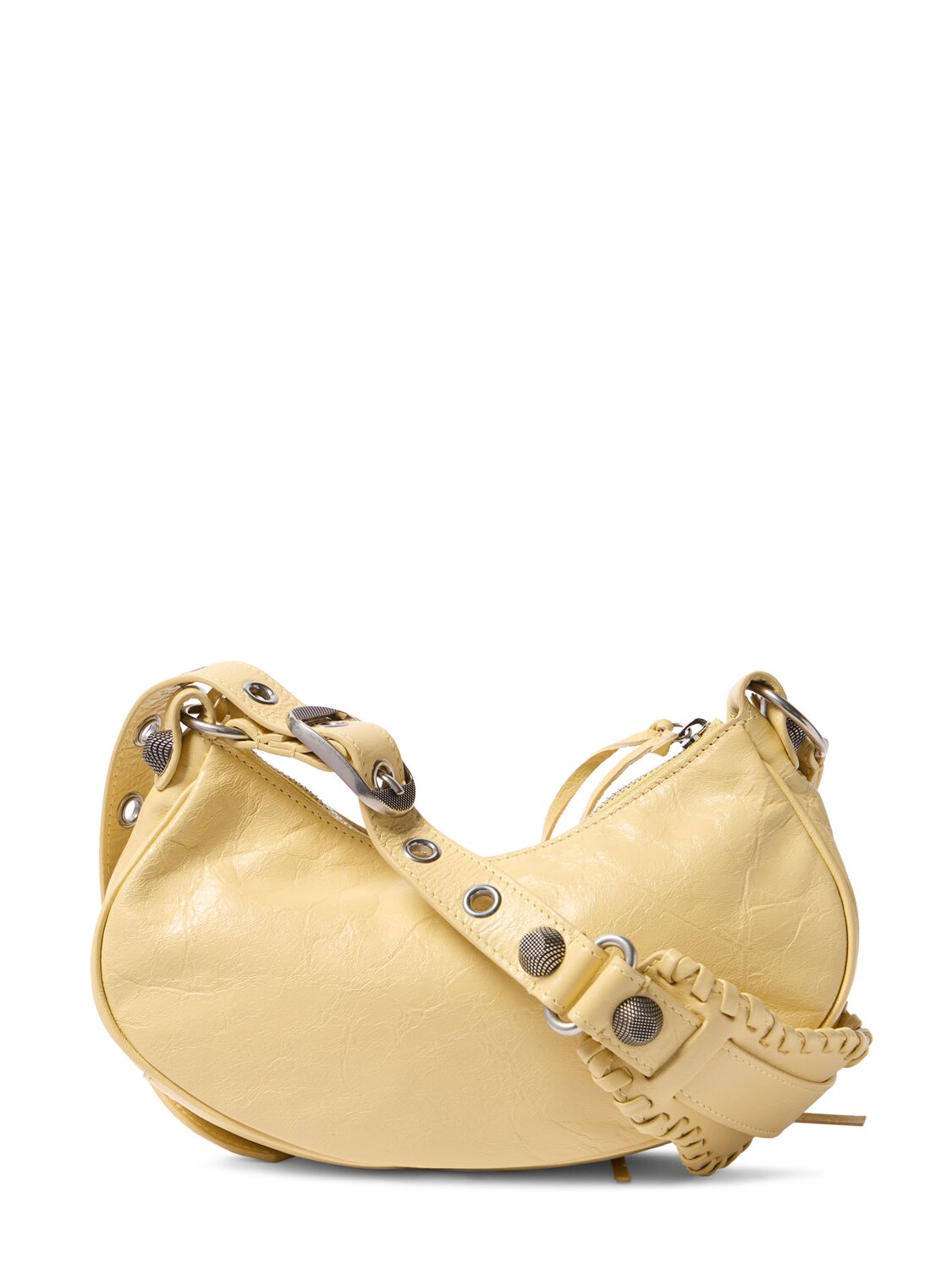 Shop Balenciaga Xs Le Cagole Leather Shoulder Bag In Butter Yellow