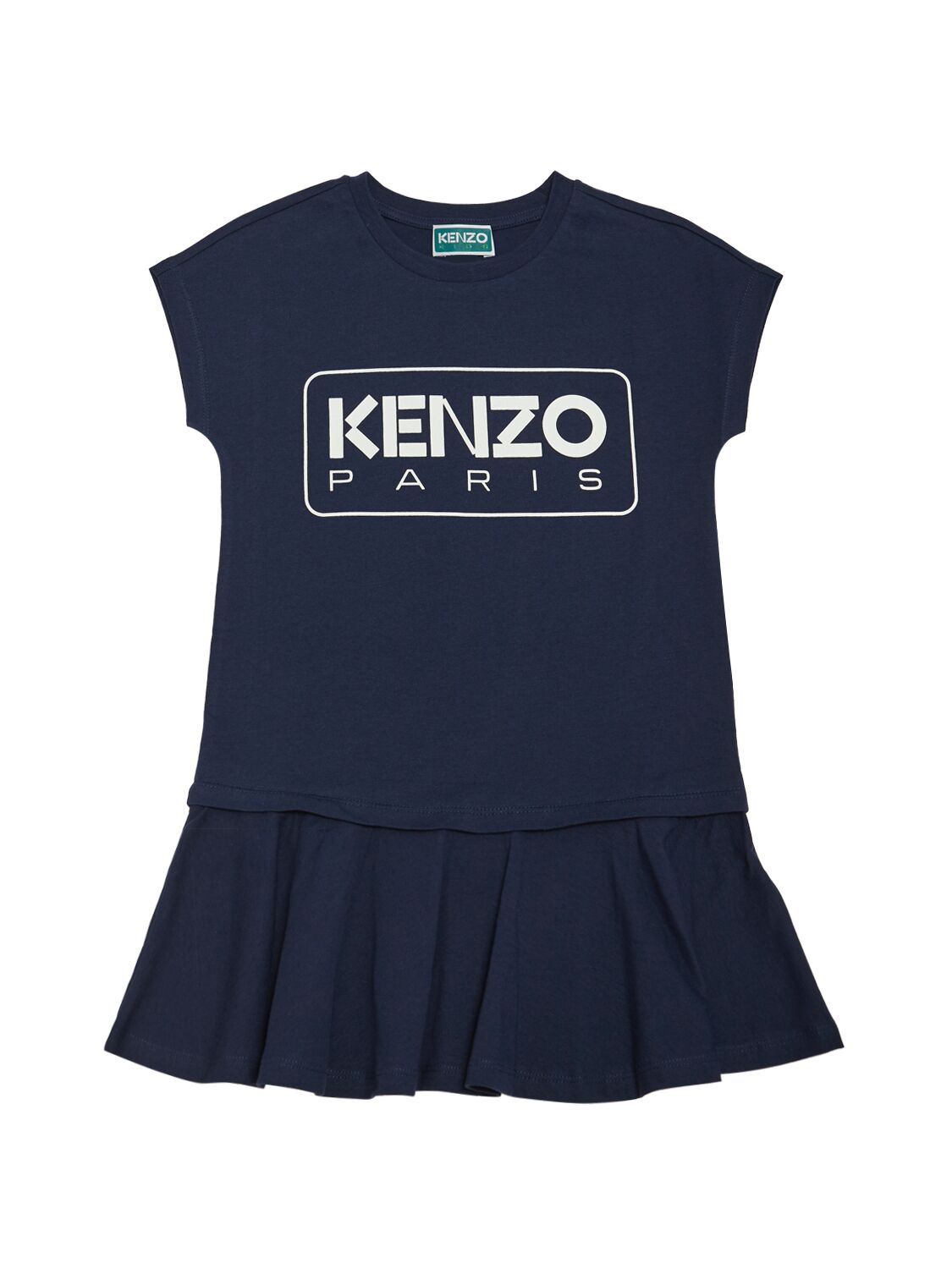 Kenzo Kids' Logo印花棉迷你连衣裙 In Navy