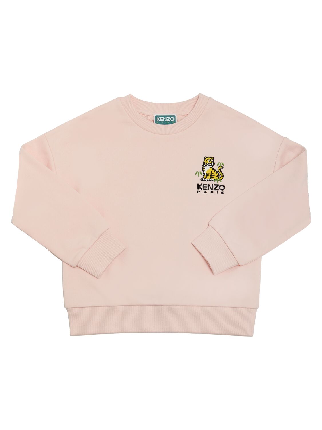 Kenzo Kids' Cotton Sweatshirt W/ Logo Patch In Pink