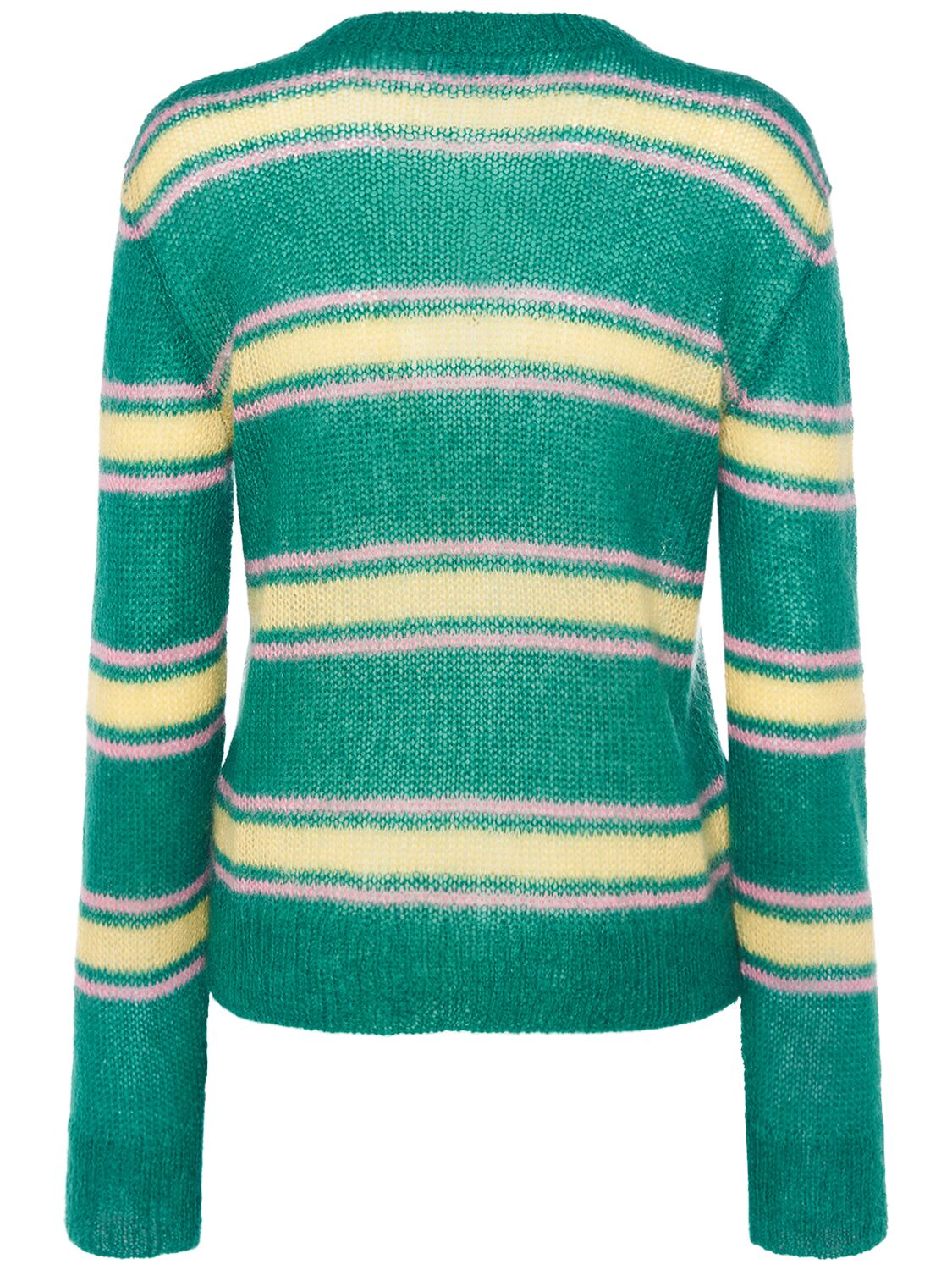 Shop Dsquared2 Striped Mohair Blend Crewneck Sweater In Green,yellow