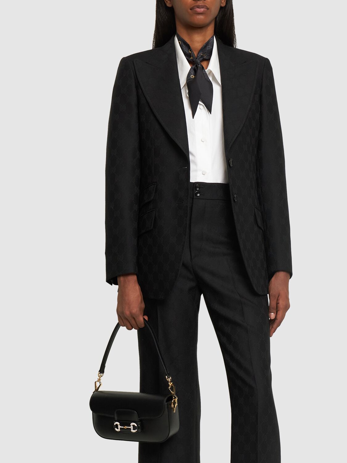 Shop Gucci Small 1955 Horsebit Leather Shoulder Bag In Black