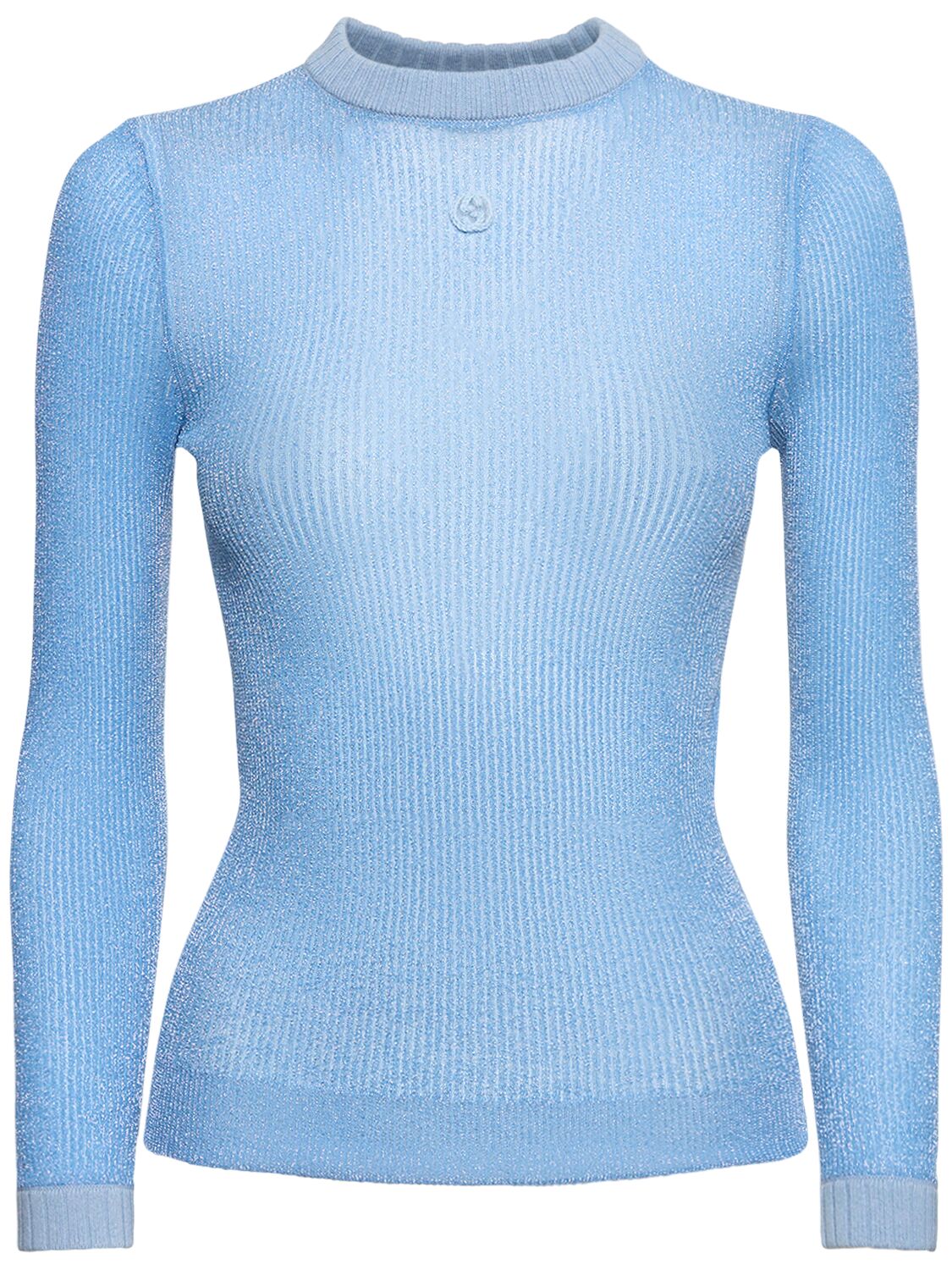 Shop Gucci Extra Fine Tech Knit Crewneck Sweater In Sky Blue