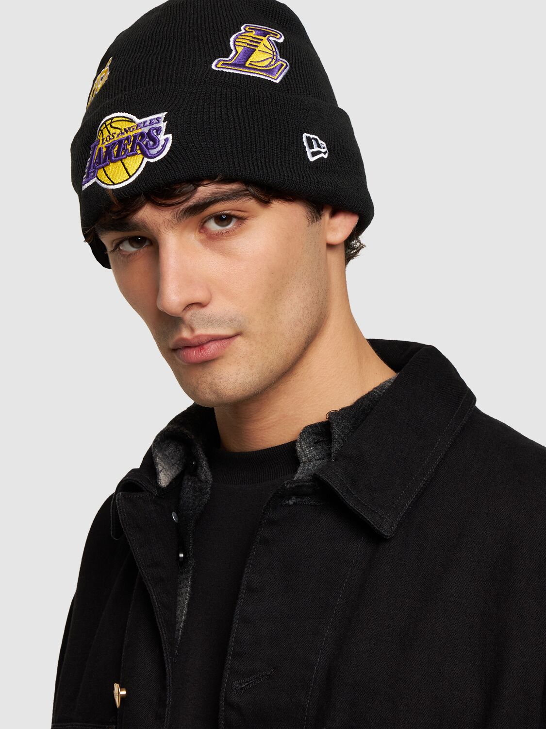 Shop New Era Multi-patch Los Angeles Lakers Beanie In Black,yellow