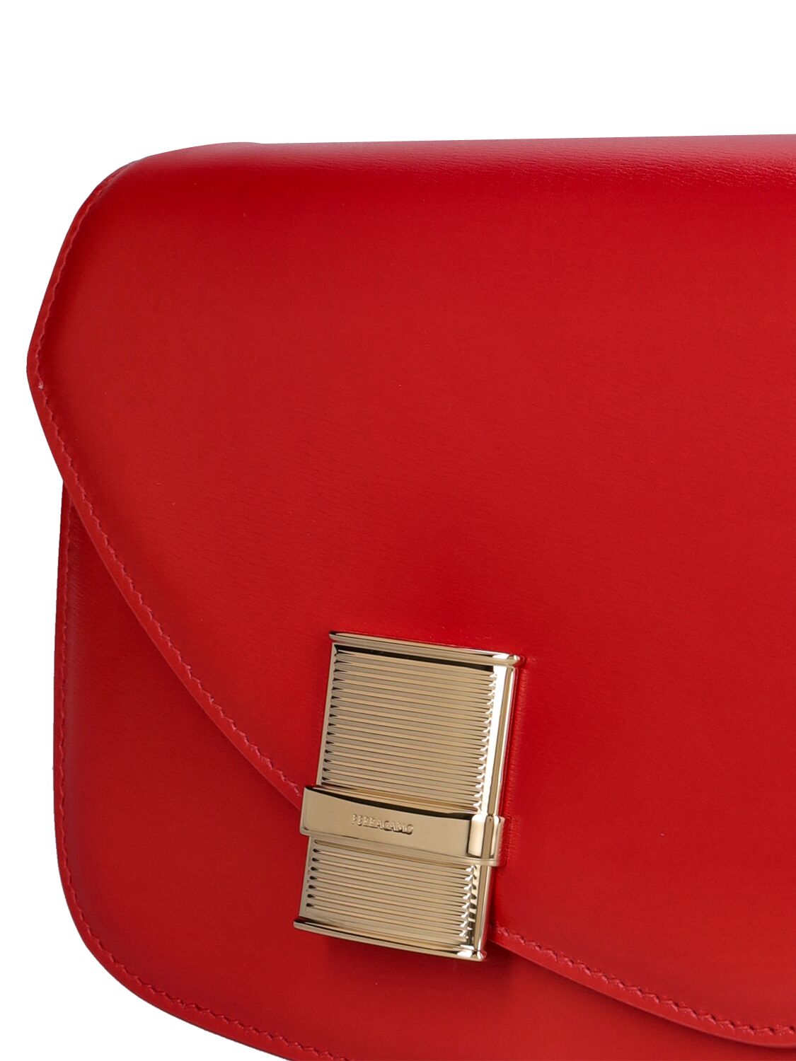 Shop Ferragamo Small Fiamma Leather Shoulder Bag In Flame Red