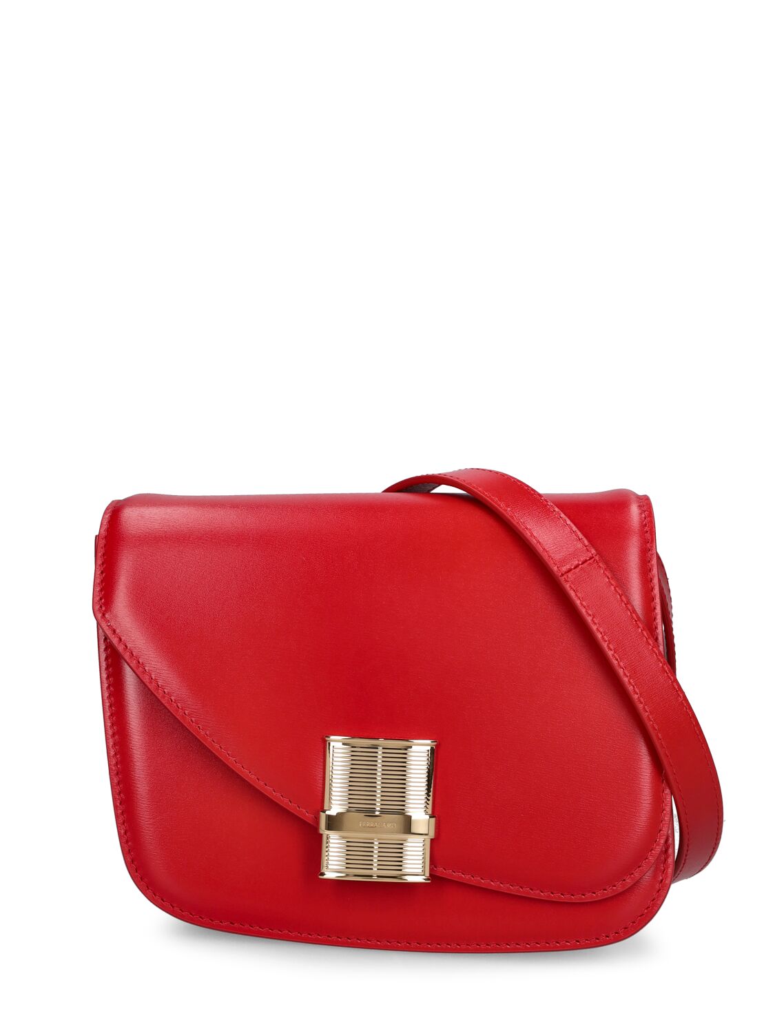 Ferragamo Small Fiamma Leather Shoulder Bag In Flame Red
