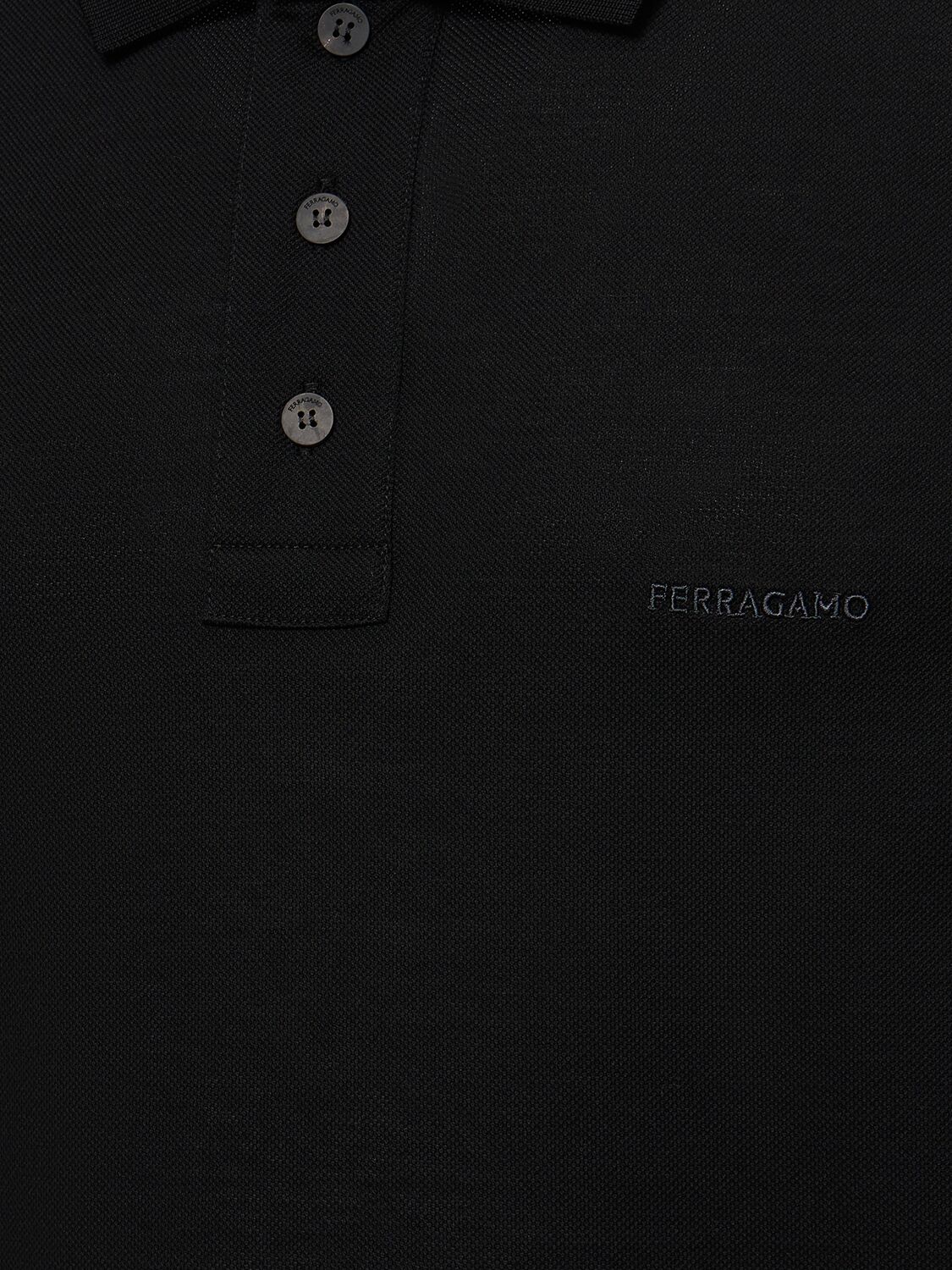 Shop Ferragamo Cotton Piquet Polo In 블랙
