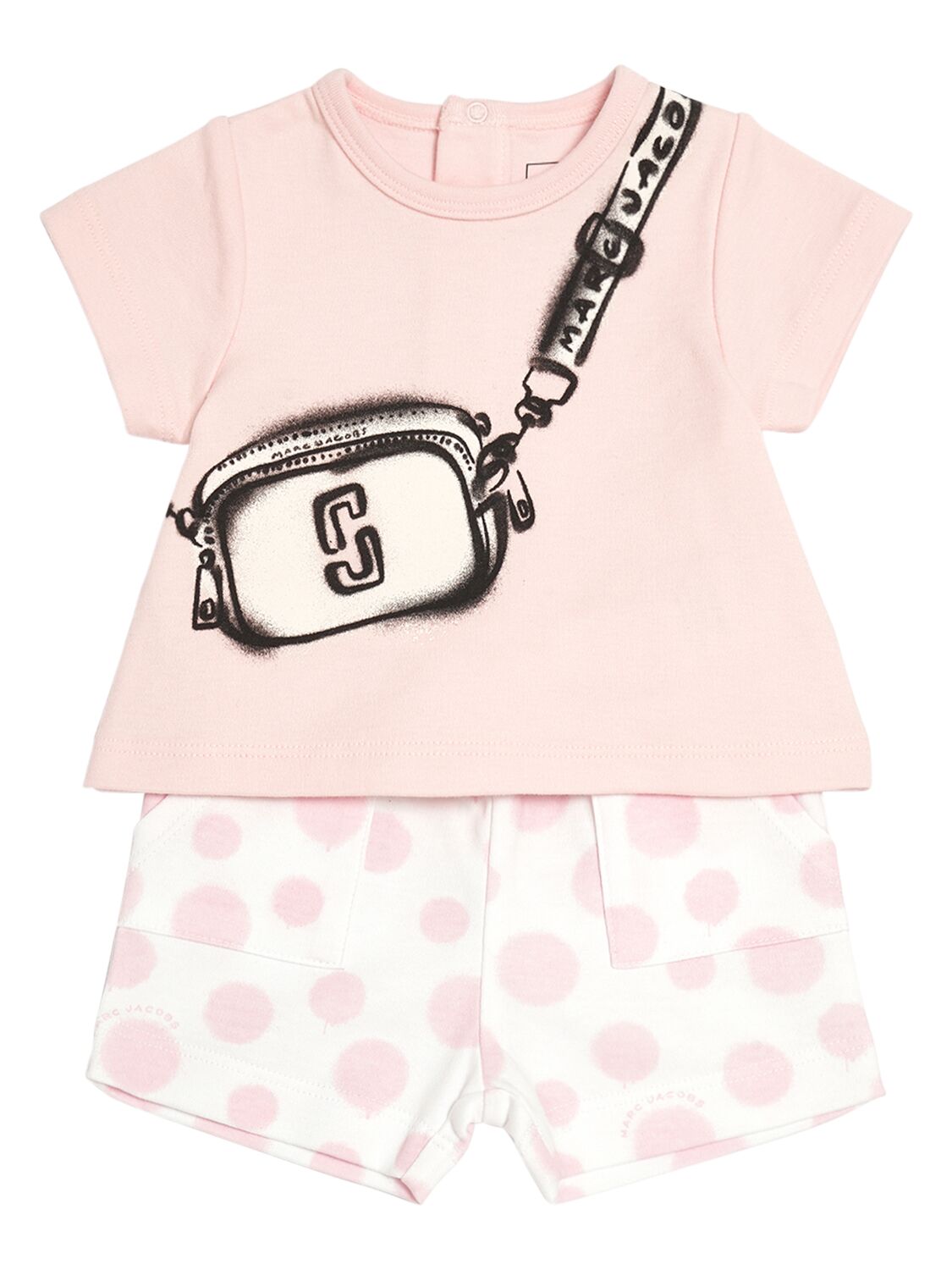 Marc Jacobs Kids' Cotton Jersey T-shirt & Sweat Shorts In White,pink