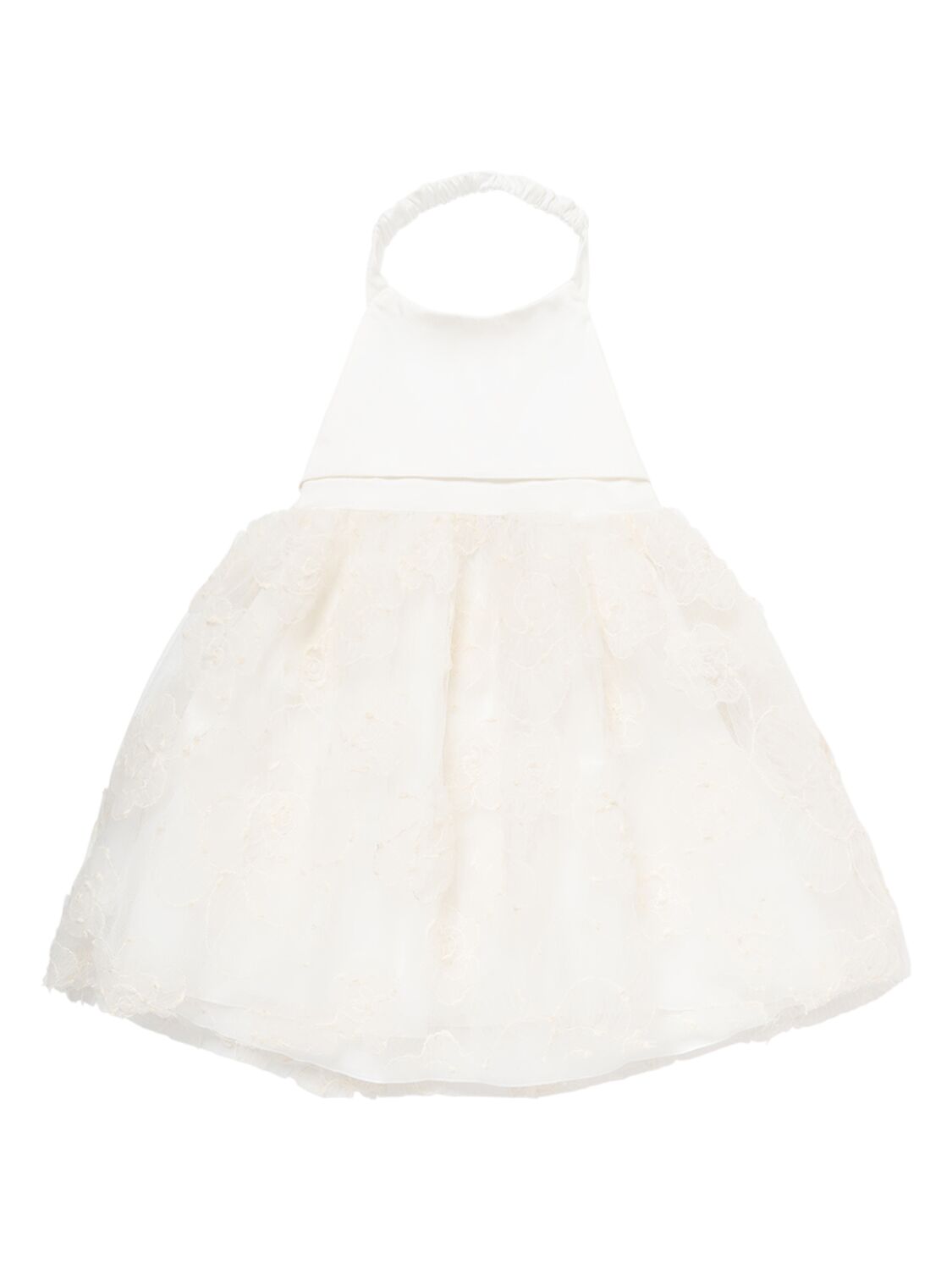 Simonetta Kids' Stretch Cotton Satin Dress In Ivory