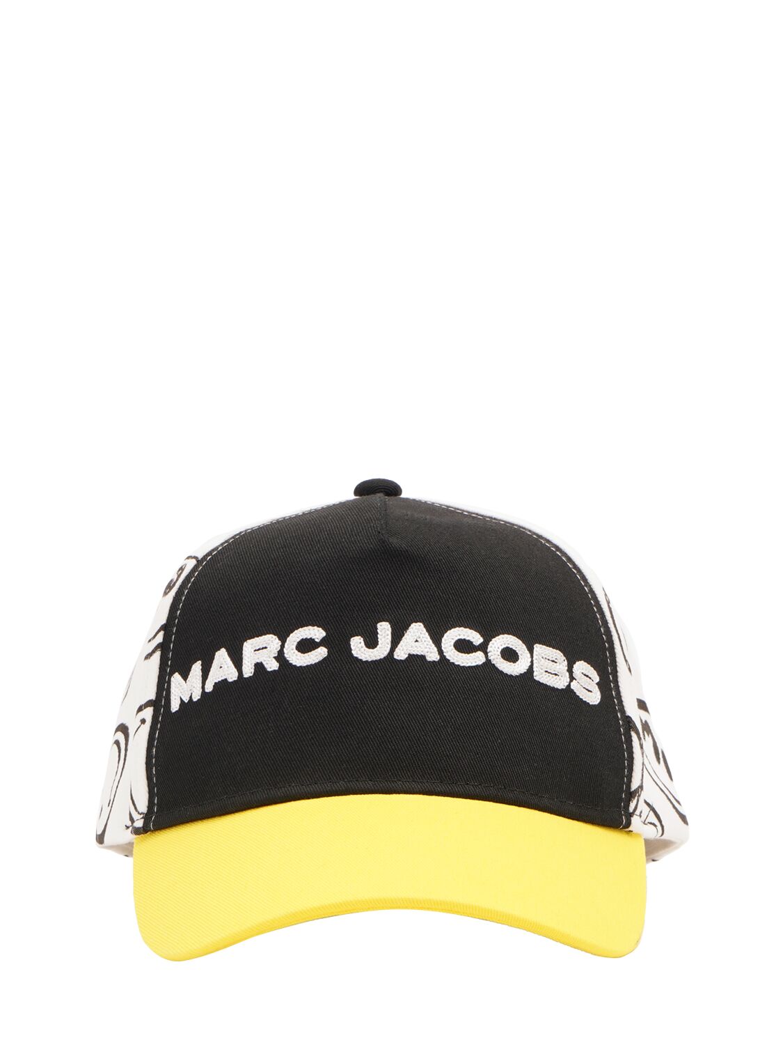 Marc Jacobs Kids' Smileyworld Cotton Twill Baseball Cap In 블랙,화이트
