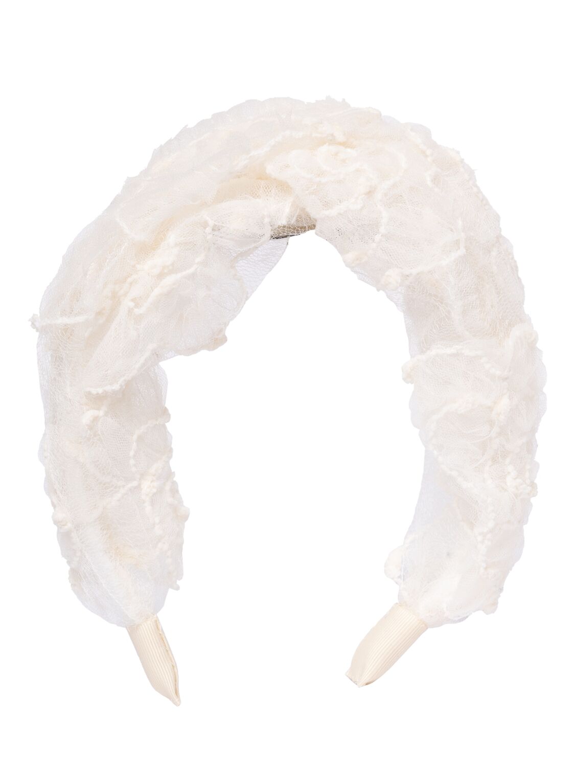 Simonetta Kids' Embroidered Lace Headband In Ivory