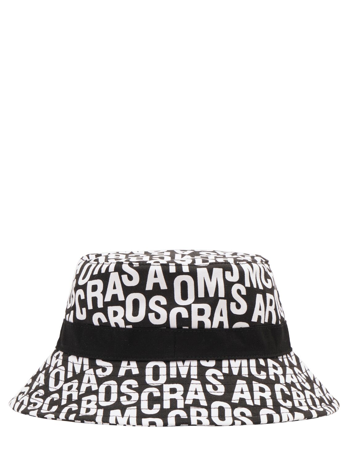 Shop Marc Jacobs All Over Logo Bucket Cotton Canvas Hat In Black,white