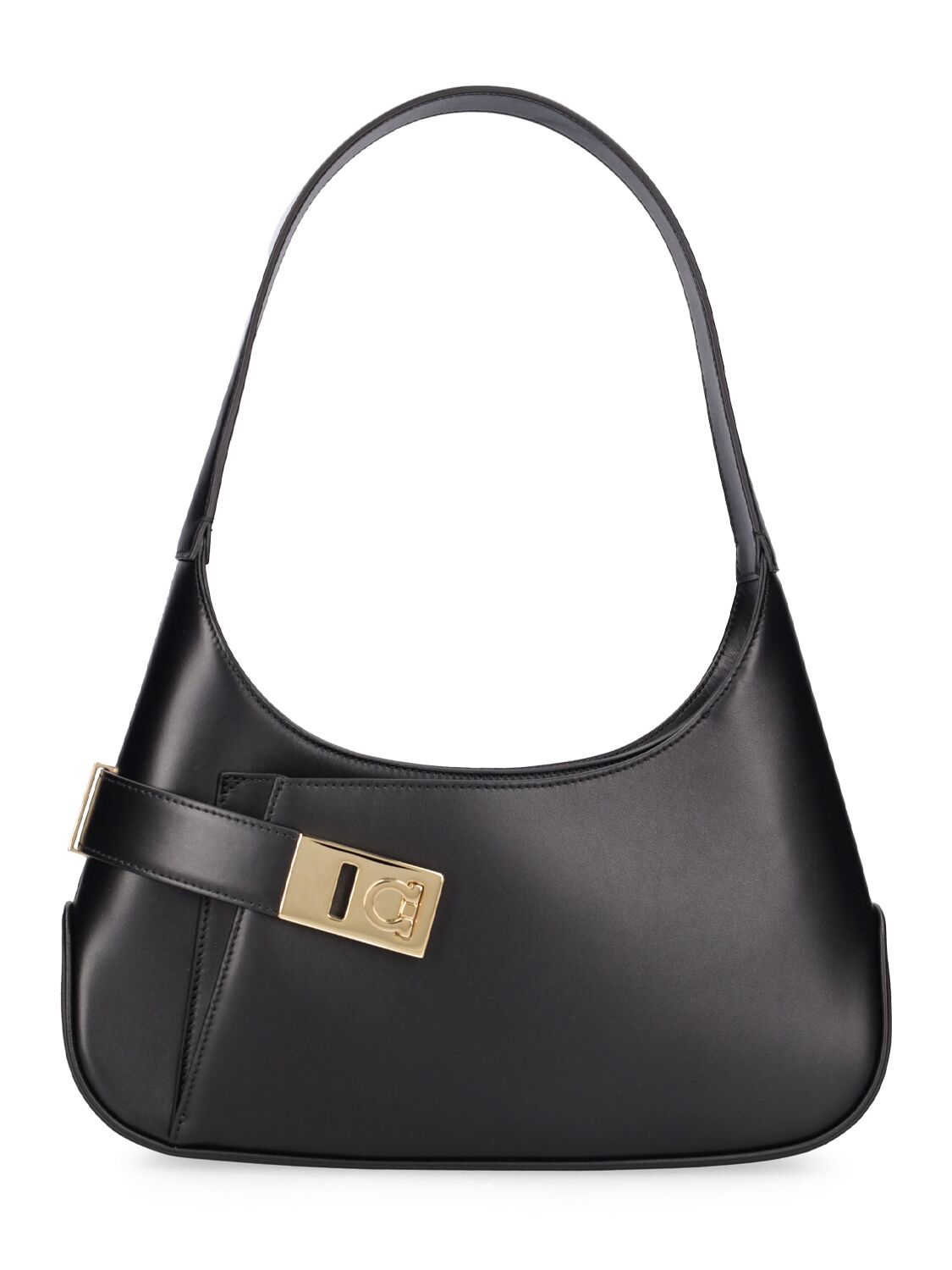 Ferragamo Medium Hobo Leather Shoulder Bag In Black