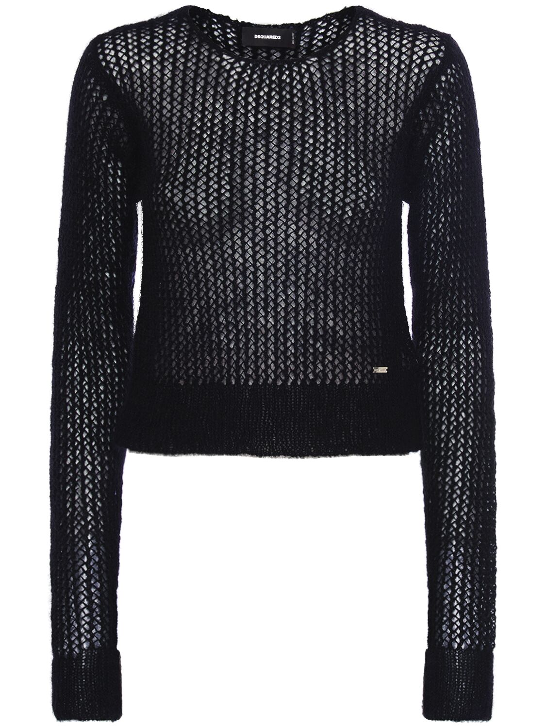 Dsquared2 Mohair Blend Open Knit Sweater In Black