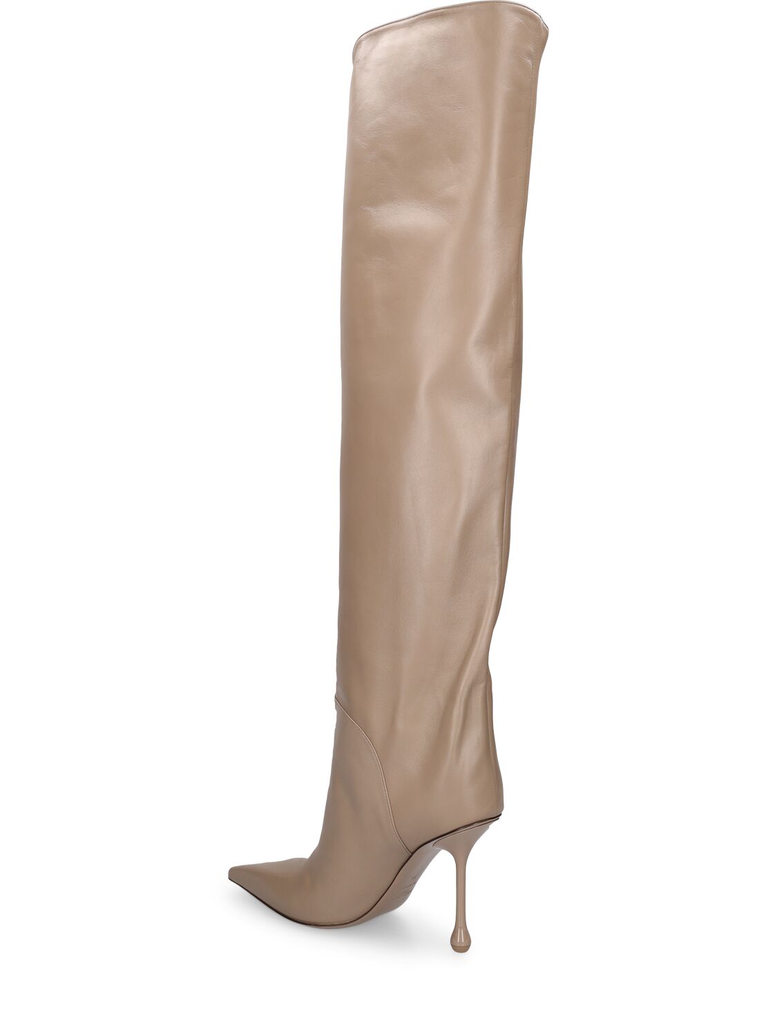 Shop Jimmy Choo 95mm Cycas Kb Leather Knee High Boots In Taupe