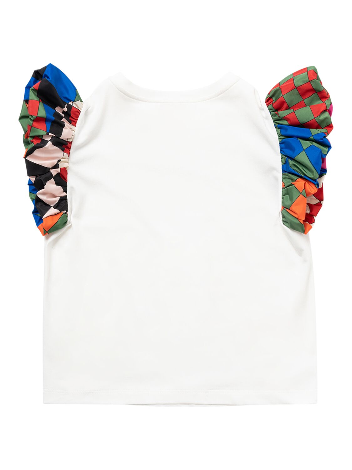 Shop Pucci Cotton Jersey T-shirt W/printed Sleeves In Ivory