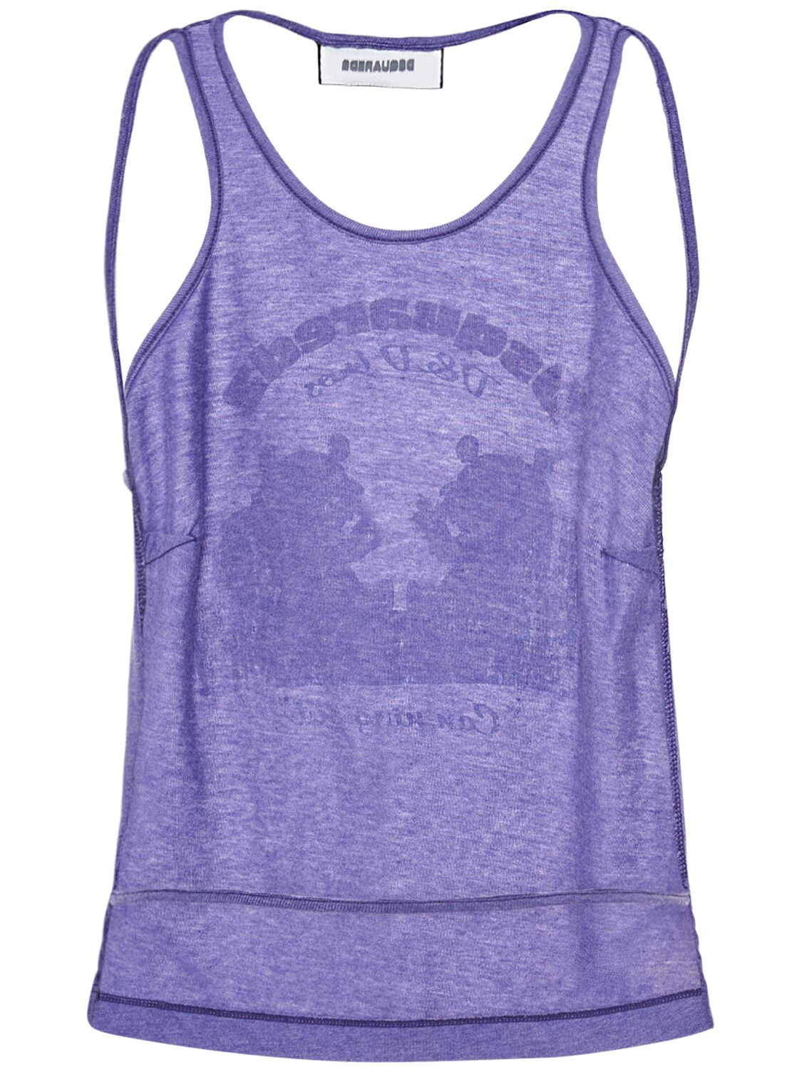 Shop Dsquared2 Printed Cotton Blend Open Back Tank Top In Purple