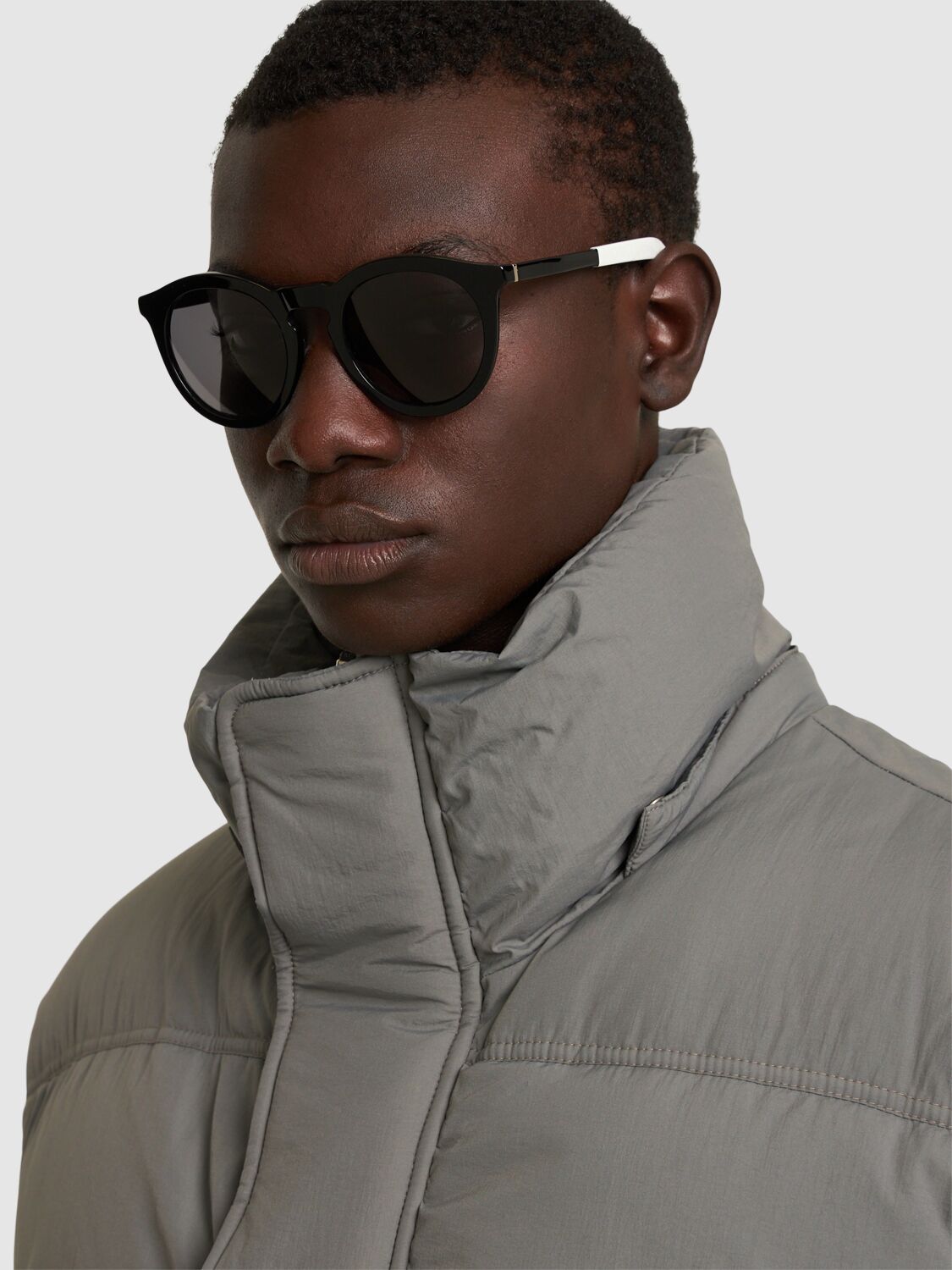 Shop Moncler Odeonn Round Sunglasses In White