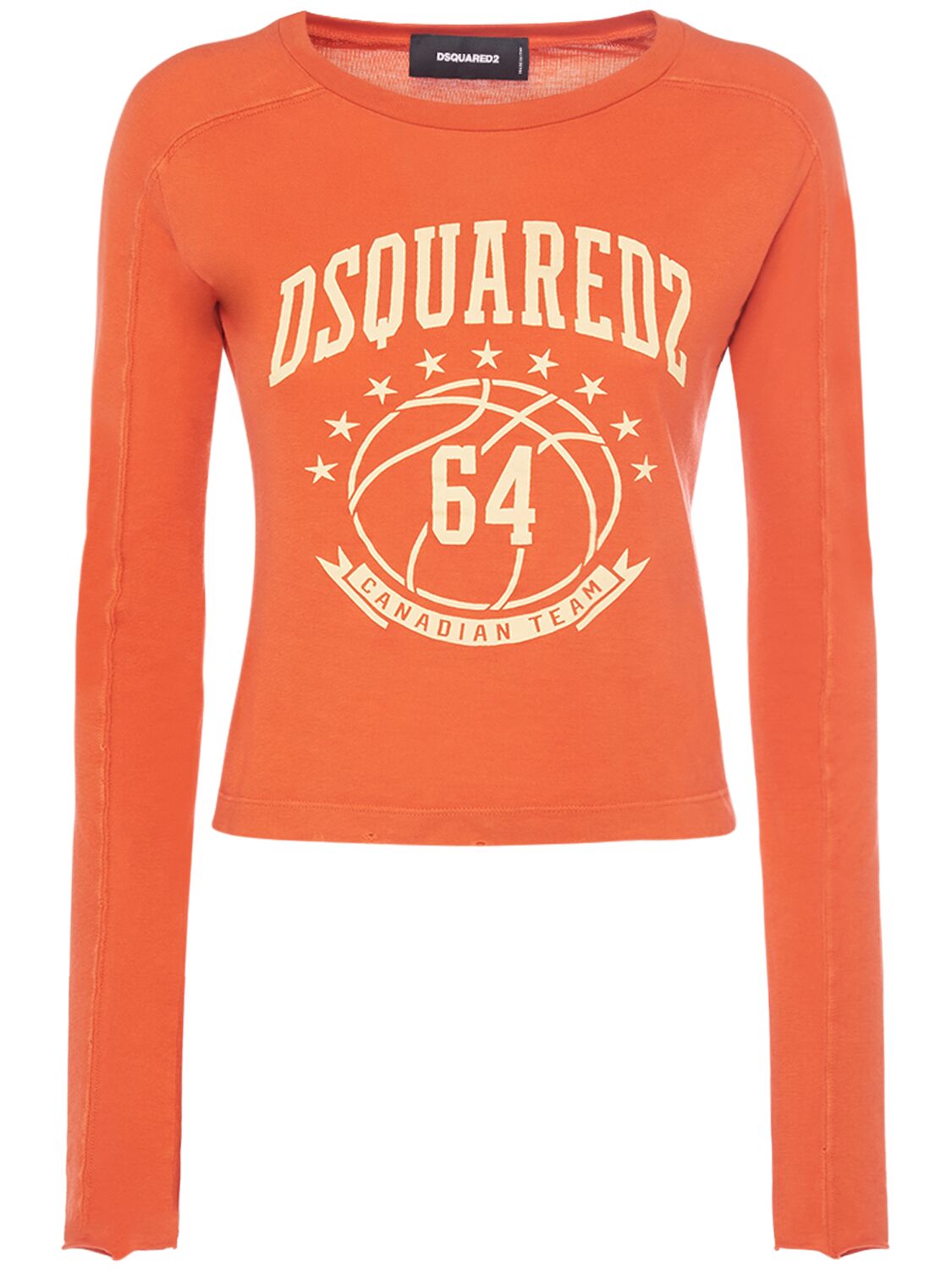 Dsquared2 Logo Printed Cotton Jersey Top In Orange