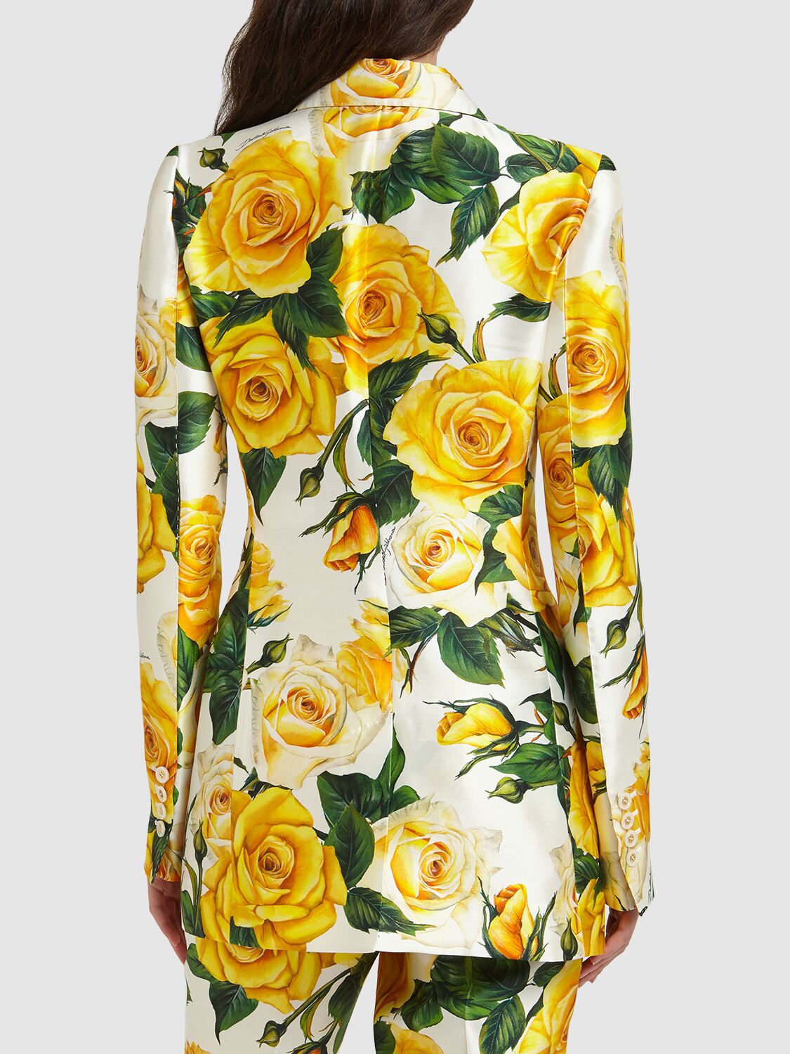 Shop Dolce & Gabbana Rose Print Satin Jacket In Multicolor