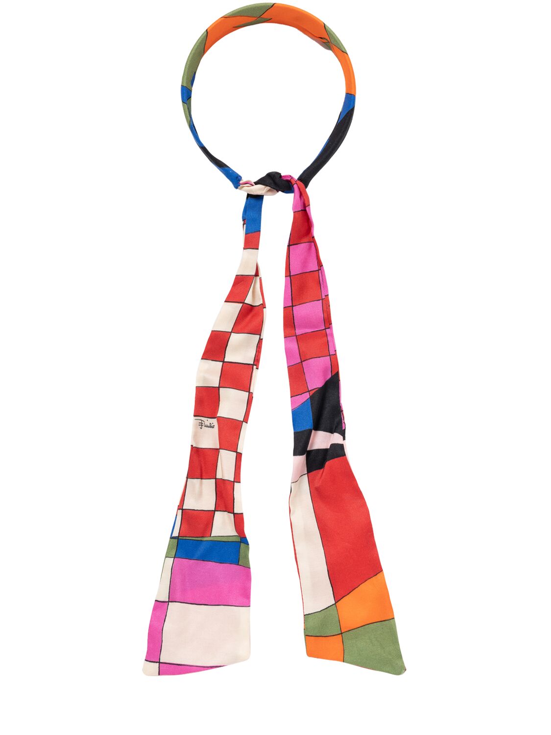 Shop Pucci Printed Viscose Headband W/bow In Multicolor
